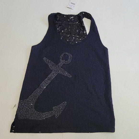 J. Crew Sequin Anchor Nautical Racerback Tank Top - Picture 12 of 14